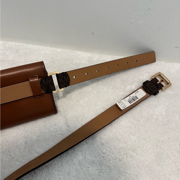 Michael Kors Double Utility Belt Bag MK Print Chocolate Brown NWT size L/XL - Picture 6 of 7